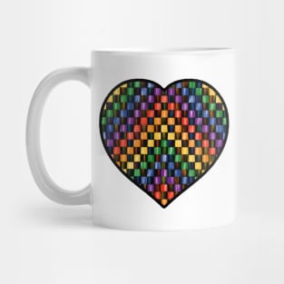 Messy Rainbow Checkered Heart Sticker Mug